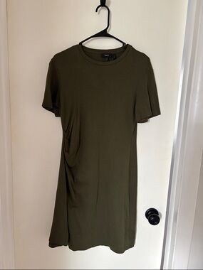 Theory Olive Green Short Sleeve Mini Dress
